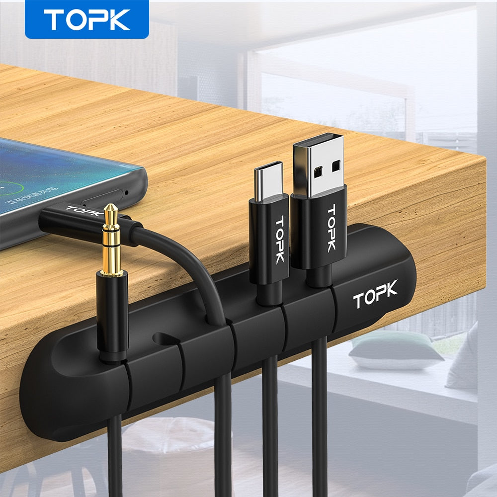 Silicone USB Cable Winder Desktop Cable Organizer Management Multipurpose Clips Cables Protector for Wired Headphones