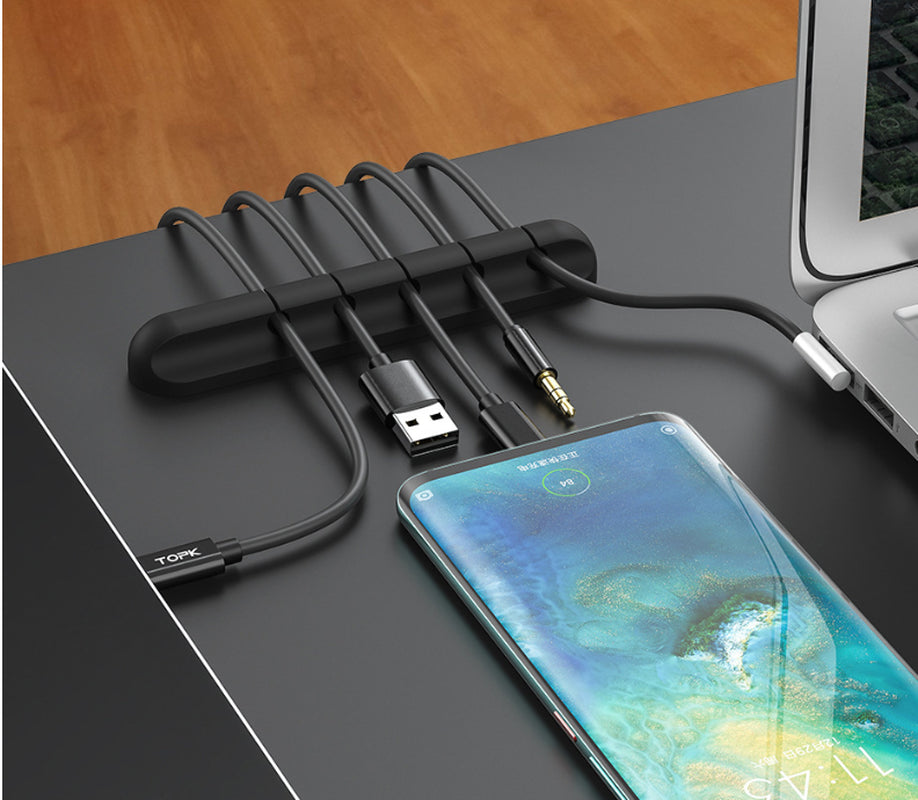 Silicone USB Cable Winder Desktop Cable Organizer Management Multipurpose Clips Cables Protector for Wired Headphones