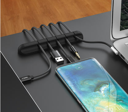 Silicone USB Cable Winder Desktop Cable Organizer Management Multipurpose Clips Cables Protector for Wired Headphones